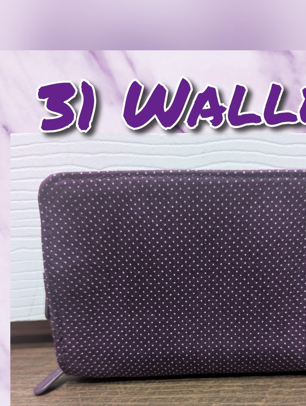 Thirty One Plum Polka Dot Zip Pouch